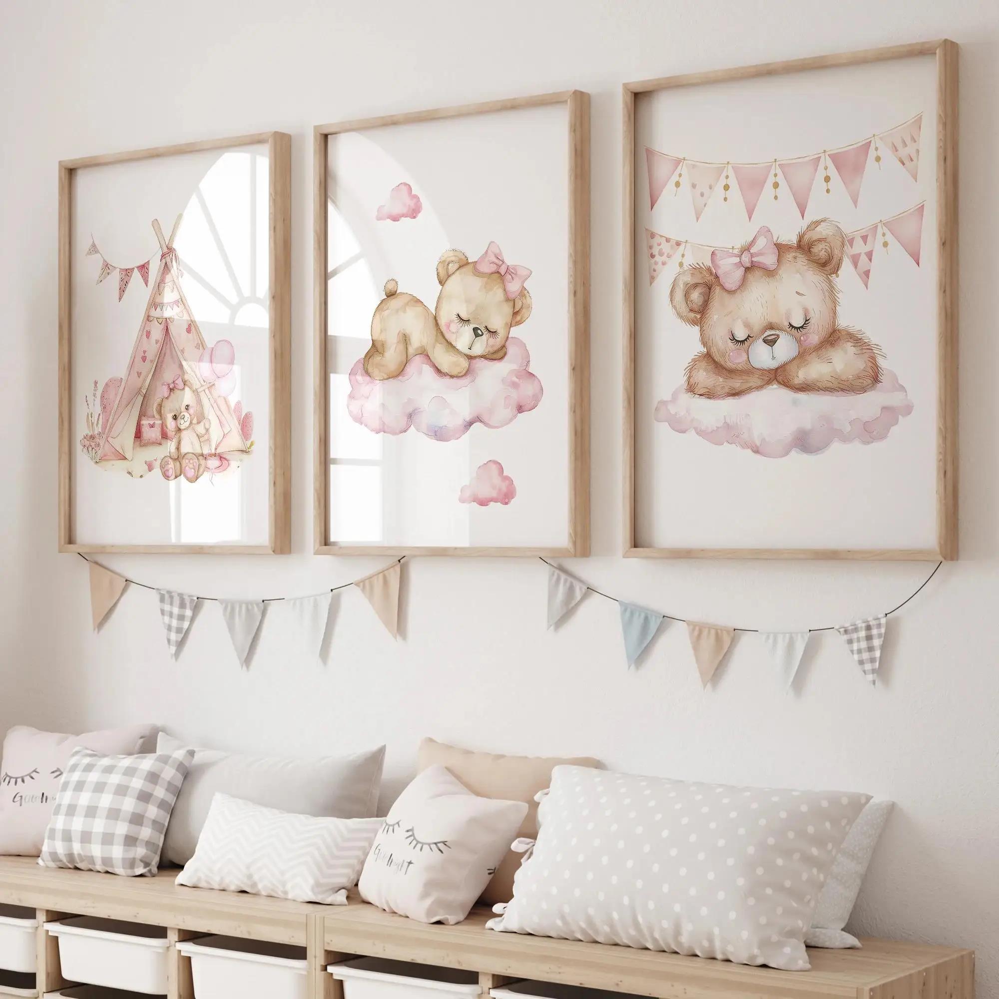 Interior Design Room - Pink Dream Bear Carousel Tent Swing