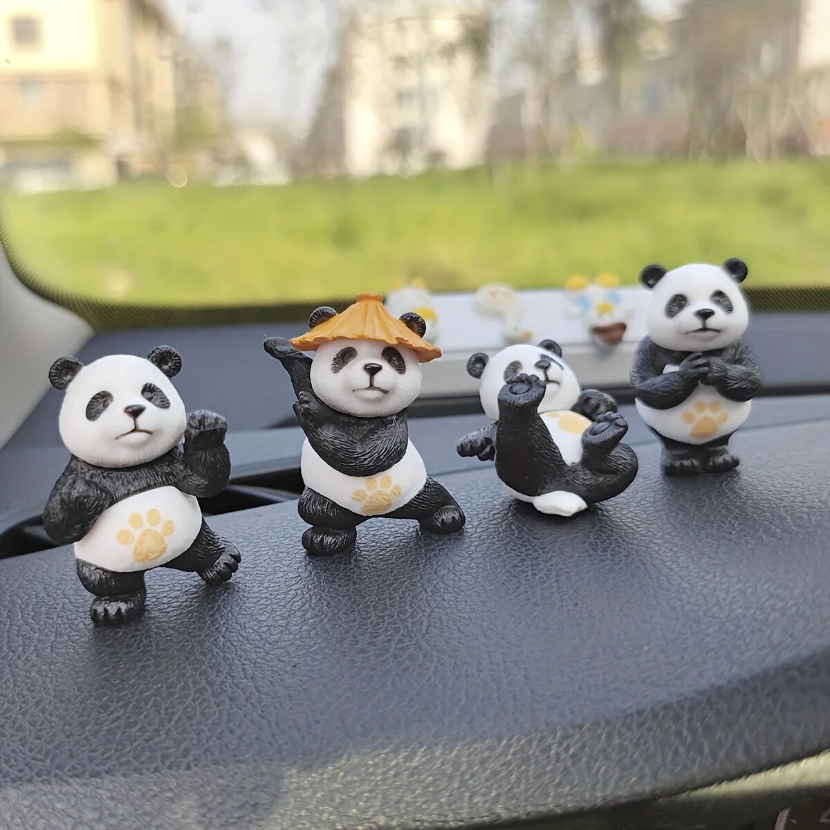 Interior Design Whimsical - 4pcs/set Panda Design Car Ornaments Car