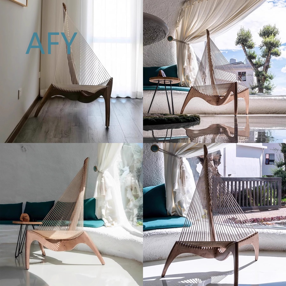 Interior Design Deck - Nordic Solid Wood Harp Chair for