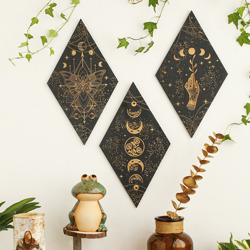 Geometric Shelf Triangle - Geometric Carved Wooden Triangle Wall Shelf