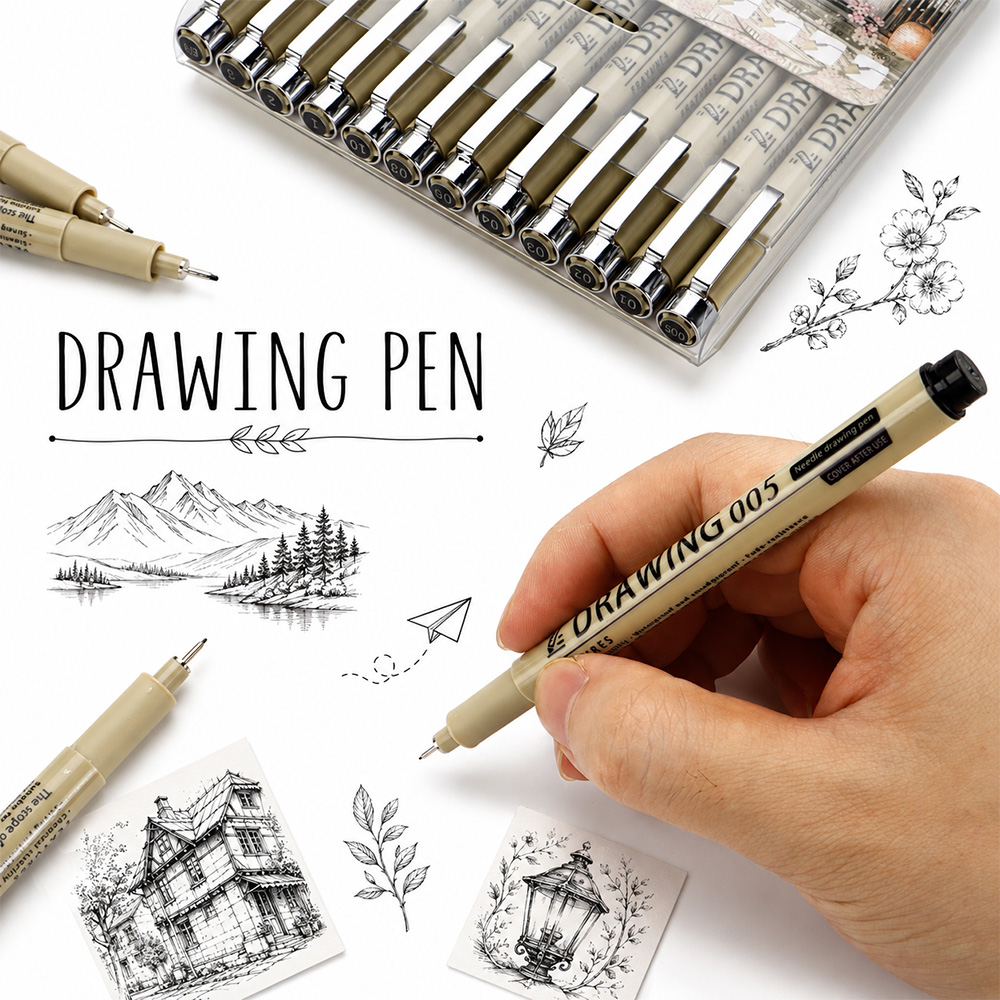 12 Size Fine Line Drawing Pens - огляд і ціна Interior Design Sketch