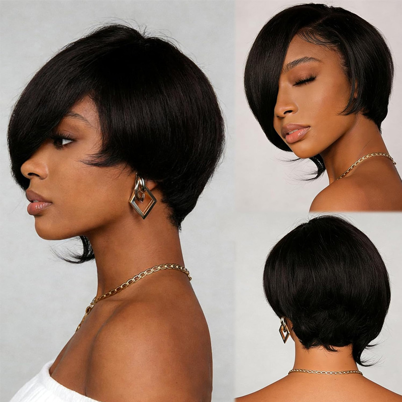 Short Pixie Cut Wig With Bangs - огляд і ціна Textured Throw Natural