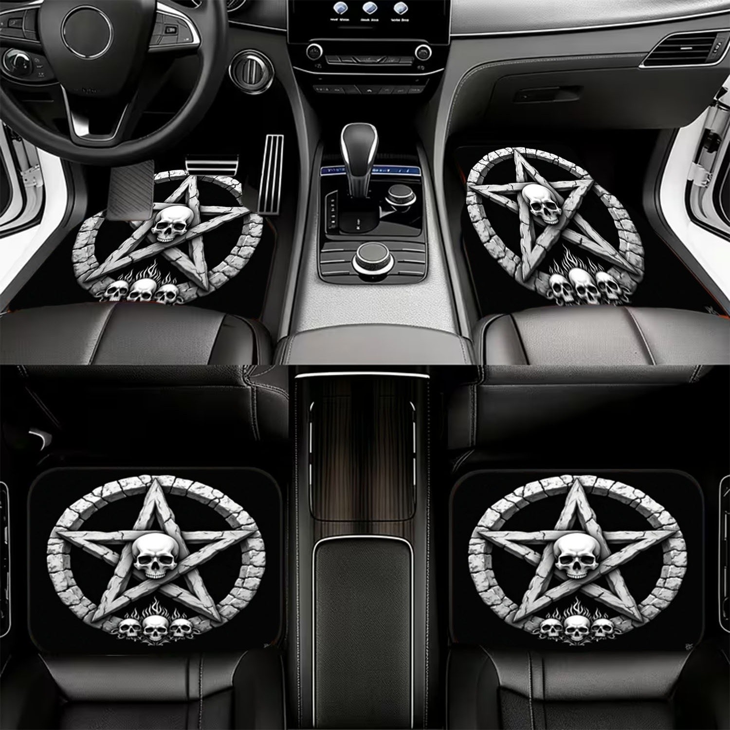 Car Floor Mats 4pcs, Skull & P - огляд і ціна Interior Design Monochrome