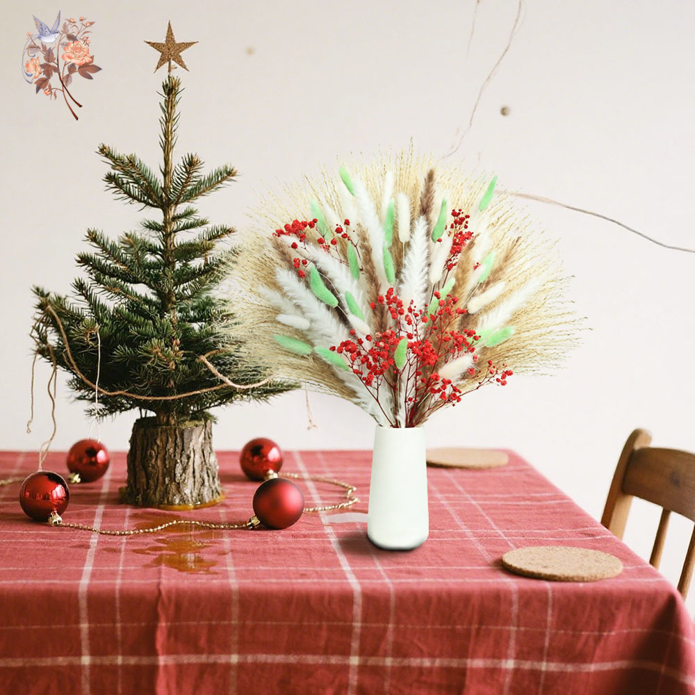 70 Stems Fluffy Green Red Pamp - огляд і ціна Dried Pampas Bundle