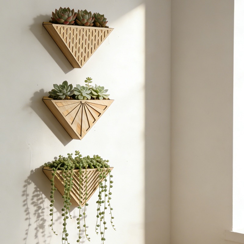 1pcs Light Wood Geometric Line - огляд і ціна Geometric Shelf Triangle